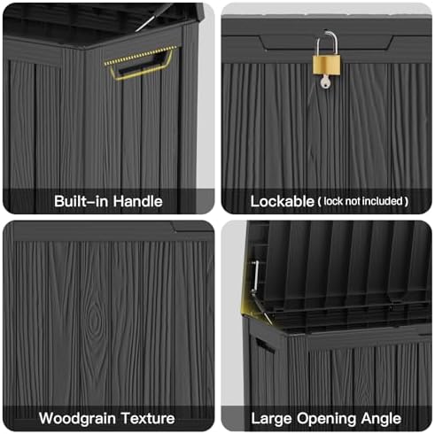 Mars Villa Deck Box, Outdoor Storage Box Waterproof, 80 Gallon, Black - Image 6