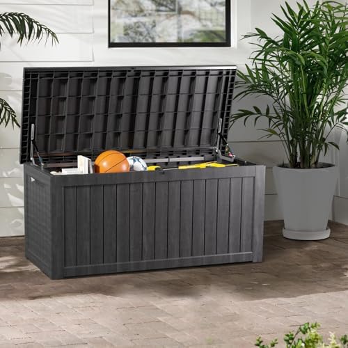 270 Gallon Deck Boxes Outdoor Waterproof, Outdoor Storage Box with Lockable Lid & UV-Resistant for Patio Furniture, Outdoor Cushions, Garden Tools and Pool Supplies, Black - Image 3