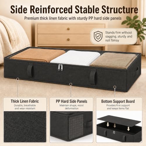 Side-Supported Under Bed Storage Containers, 8 Inch 80L Clothes Storage Bin - Image 4