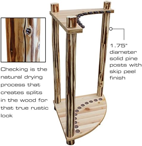 Corner Log 12 Fishing Rod Rack, Rustic - Image 6