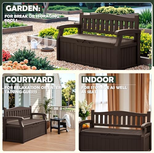 Flamaker 80 Gallon Storage Bench, Deck Box with Seat Waterproof All-Weather - Image 4