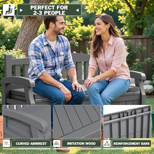 Flamaker 80 Gallon Storage Bench with Cushion, Waterproof, All-Weather - Image 4