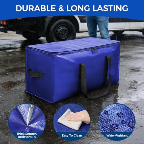 BAGAIL Heavy Duty Moving Bags with Strong Handle, Extra Large Moving Boxes, Storage Tote for Clothes, College Moving Supplies(Dark Blue, 12 Pack) - Image 5