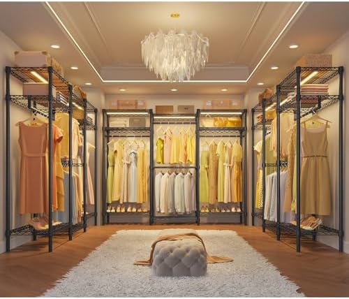 VIPEK V5L i1 Garment Rack Heavy Duty Clothes Rack with Dimmable LED Lights, 3000K Warm White, Metal Clothing Racks for Hanging Clothes, Large Freestanding Wardrobe Closet for Bedroom, Black - Image 2