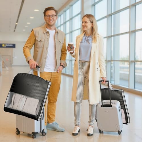 DIMJ 4 Pack 54" Garment Bags for Hanging Clothes - Space Saving Compression Suit Bag Travel with Handles Window, Washable Carry Clothing Storage Cover for Dress, Coats, Down Jacket, Shirts - Image 5