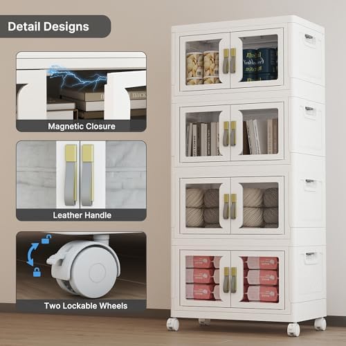 336QT Stackable Storage Bins with Lids, 84Gal Foldable Storage Cabinets - Image 3