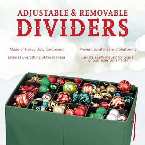 HOLDN’ STORAGE Christmas Ornament Storage Box with Dividers, Stores Ornaments up to 96 of 3 Inch Large Christmas Ball Storage Containers with 4 Trays - Green - Image 7