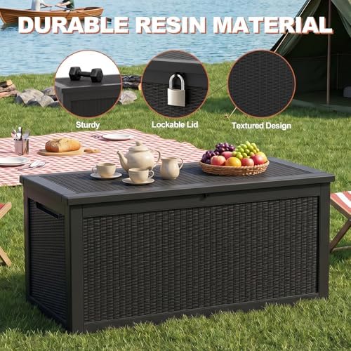 EFU Outdoor Storage Box 360 Gallon Deck Box, Waterproof Resin, Black - Image 5