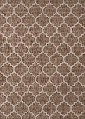 Unique Loom Outdoor Trellis Collection Area Rug (8' x 11' 4" Rectangle, Brown/ Ivory) - Image 3