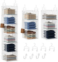 6 Tier Closet Hanging Organizer, Metal Closet Organizers and Storage with 4 Hanging Hooks 4 S-Hooks for Wardrobe Laundry Room, Wire Storage Shelf for Clothes Sweaters Pants (White) by Orapoke