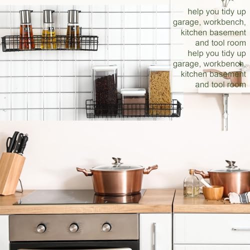 Blulu 4 Pcs Grid Wall Shelf Panel Basket, 15.75 x 5.91 x 1.97 Inch, Black - Image 6