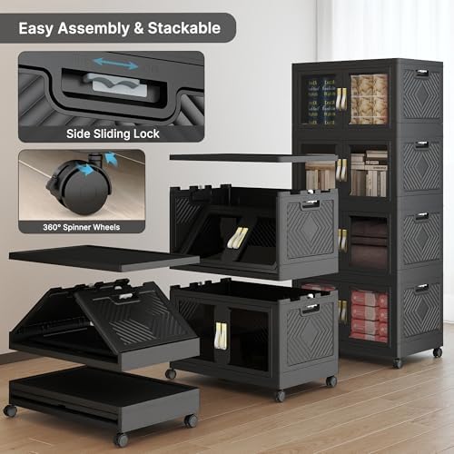 736QT Stackable Storage Bins with Lids, 184Gal Foldable Storage Cabinets - Image 6