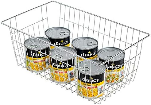 Slideep Farmhouse Wire Organizer Storage Bin Basket with Handles, Food Storage for Kitchen Cabinets, Pantry, Closet, Bedroom, Bathroom, Office 6 Pack - Image 5