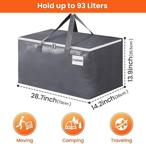 BlissTotes Large Moving Bags, Storage Bags with Zippers, Handles Moving Supplies with lids, Heavy Duty Totes for Storage Bags for Space Saving, Moving and Storing 93L, 12 Pack - Image 2