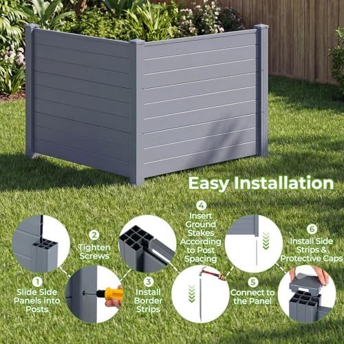 GIANTEX No-Dig Air Conditioner Fence, 2 Panels, 48''W x 36''H, Gray - Image 4