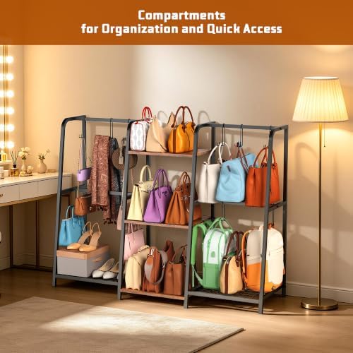 Extra Wide Purse Organizer Rack for Closet, 3-Tier Handbag Storage Stand - Image 7