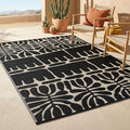 Fab Habitat Outdoor Rug - Waterproof, Fade Resistant, Crease-Free - Premium Recycled Plastic - Tribal, Black & White - Large Patio, Deck, Sunroom, Camping, RV - Serowe - Black - 5 x 8 ft by FabHabitat