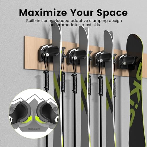 Hikeen Ski & Snowboard Wall Mount,Fits Any Ski or Snowboard, Ski Wall Rack Non-Slip Storage for Garage Organization,Space-Saving Winter Gear Organizer,2 Pack - Image 3