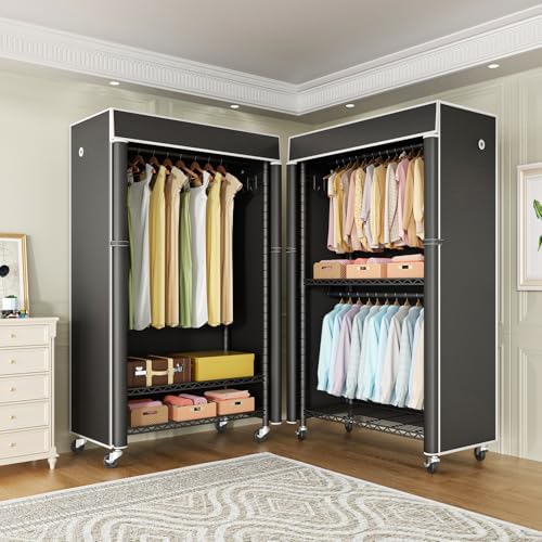 FUTASSI Clothing Rack with Cover, P1C Rolling Closets with Wheels - Image 6