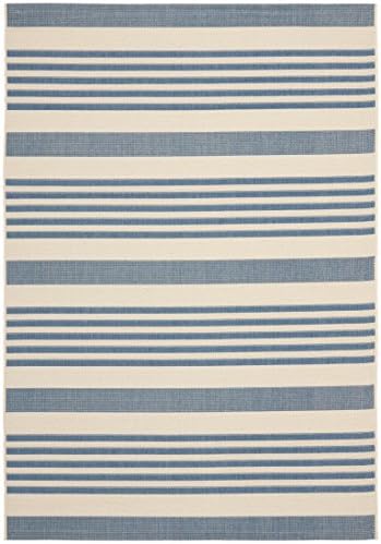 SAFAVIEH Courtyard Outdoor Area Rug 6'7"x9'6", Beige & Blue CY6062-233 - Image 3