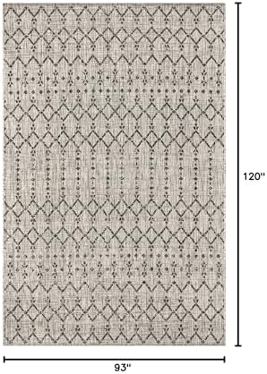 Eyely Moroccan Woven Area Rug 8X10 Light Gray/Black, Indoor Outdoor Rug - Image 2