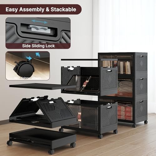 UAMFURI Stackable Storage Bins with Lids, 144QT Lockable Storage Cabinet - Image 4