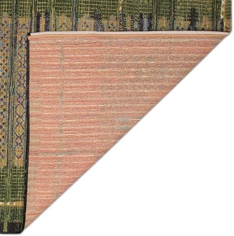 Liora Manne Marina Low Profile Durable Indoor/Outdoor Woven Rug- Tribal Stripe Green 7'10" x 9'10" - Image 6