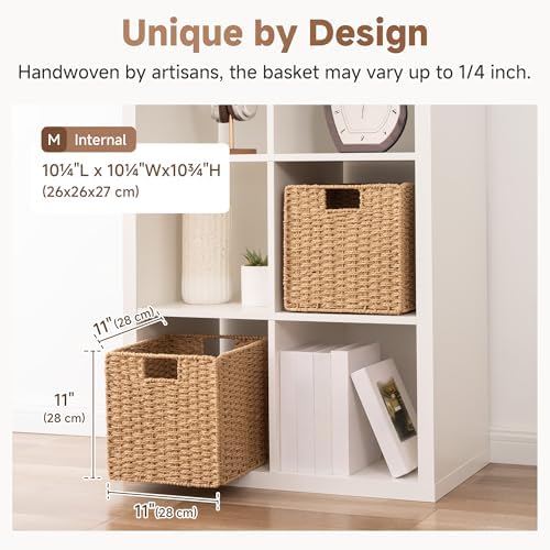 StorageWorks 11 inch Cube Storage Bins, Wicker Baskets,Storage Cube,Natural - Image 3