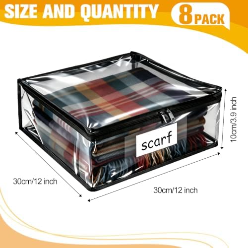 Plastic Storage Bags with Easy-Glide Zipper, Pack of 8, Durable Clear Vinyl Zippered Storage Bags for Clothes Sweaters Comforters Blankets Sheets Bedding (12 x 12 x 3.9 Inch, Transparent Black) - Image 2