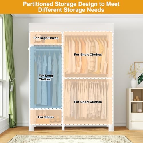 ULIFHOME F7C Medium Clothes Rack with Cover, 6-Tier Covered Clothing Rack - Image 5
