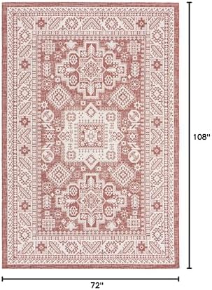 Rugs.com Outdoor Aztec Collection Rug – 6' x 9' Rust Red Flatweave Rug Perfect for Living Rooms, Large Dining Rooms, Open Floorplans - Image 2