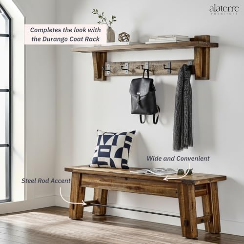Alaterre Furniture Durango Rustic Entryway Bench, Natural, 60 Inch - Image 3