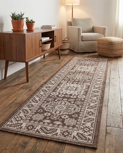 Rugs.com - Outdoor Aztec Rug – 8 Ft Runner Brown Indoor/Outdoor Rug – Weather-Resistant Flatweave Runner for Patios, Porches, and Entryways - Image 5