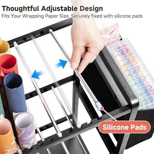 Aquzee Wrapping Paper Storage, Rolling Gift Wrap Storage Stand - Image 3