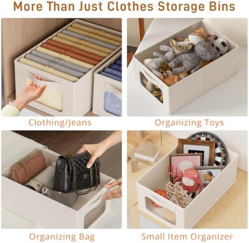 Linen Closet Organizers and Storage 8 Packs-Fabric Storage Bins with Clear Windows,Closet Baskets for Organizing Clothes, Pants, Towels - Image 6