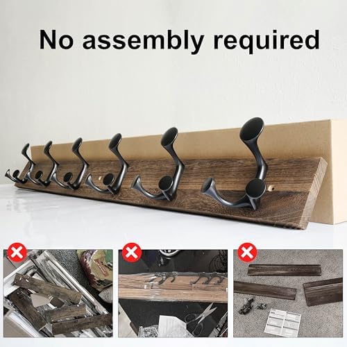 SKOLOO 36-Inch Wood Burnt Coat Rack Wall Mount with 6 Triple Hooks - Ideal for Family Entrances, Classrooms, and Pet Supplies Storage - Perfect Coat Hooks for Wall - Image 5