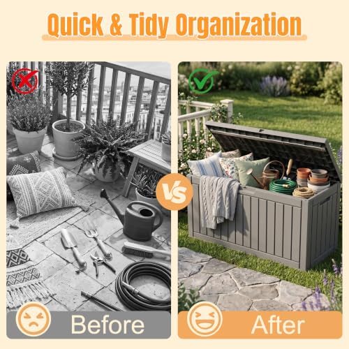 Outdoor Storage Box,120 Gallon Waterproof Resin Patio Deck Box - Image 5
