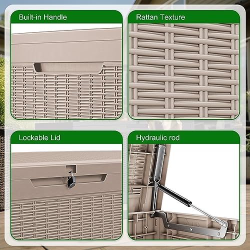 Vixzen 120 Gallon Deck Boxes Outdoor Waterproof, Resin Lockable Storage Box for Patio Cushions Storage Furniture, Garden Tools, Pool Supplies, Weatherproof and UV Resistant (Grey, 120 Gallon) - Image 4