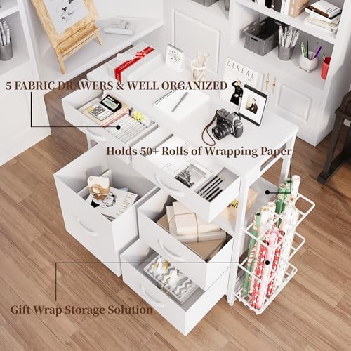 LIVEHOM Wrapping Paper Storage, Rolling Gift Wrap Station - Image 4