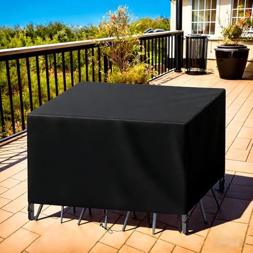 Patio Furniture Cover Rectangle 60"(L) x 36"(W) x 34"(H), Custom Heavy Duty 420D Waterproof Outdoor Cover with Drawstring & Buckles for Table Chair Garden, Black - Image 7