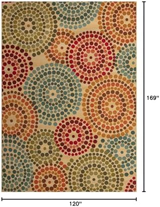 Unique Loom Outdoor Modern Collection Area Rug - Spark (10' x 14' 1" Rectangle, Beige/ Burgundy) - Image 2