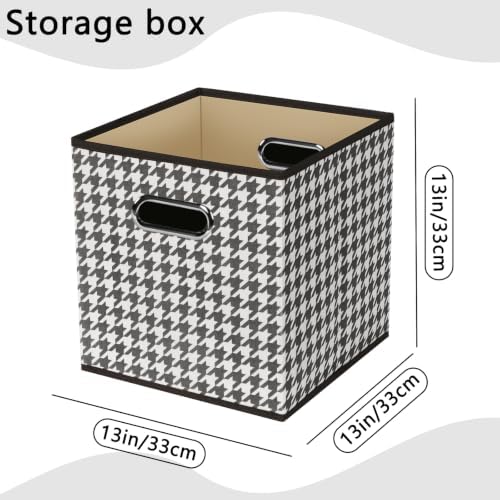 Fabric Cubby Storage Bins,13x13x13 Inches,Cube Organizer Bin Foldable Storage Boxes with Dual Handles Fabric Organizer Box and collapsible Storage basket,Set of 6,Houndstooth - Image 2