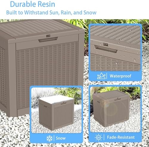 Vixzen 36 Gallon Deck Boxes Outdoor Waterproof, Lockable Resin Storage Box with lid for Furniture Cushions, Weatherproof Containers Outside Storage Boxes for Garden Patio Pool Tools(Grey, 36 Gallon) - Image 5