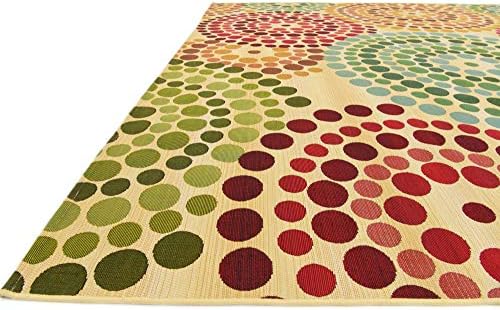 Unique Loom Outdoor Modern Collection Area Rug - Spark (10' x 12' 2" Rectangle, Beige/ Burgundy) - Image 6