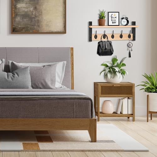 Sorbus Coat Rack Wall Mount with Shelf (Maple Wood, 24 Inch) - Image 6