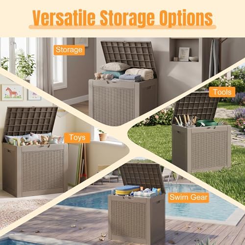 Outdoor Storage Box, 42 Gallon Waterproof Resin Patio Deck Box - Image 5