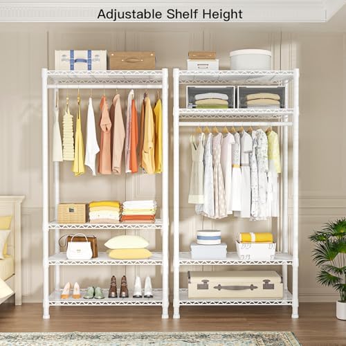 Ulif H2 Heavy-Duty Portable Closets, 4-Tier Freestanding Garment Rack Suit for Small Space and Corner, Closet Organizer System Portable Closet Wardrobe, Max Load 500 LBS, White - Image 4