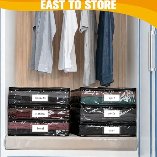 Plastic Storage Bags with Easy-Glide Zipper, Pack of 8, Durable Clear Vinyl Zippered Storage Bags for Clothes Sweaters Comforters Blankets Sheets Bedding (12 x 12 x 3.9 Inch, Transparent Black) - Image 3