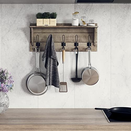 EMMA + OLIVER Rustic Wall Hanging Storage Rack - Image 6