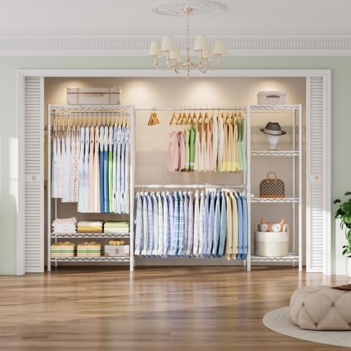 Golpart Heavy Duty Clothes Rack Metal Wardrobe with Adjustable Wire Shelves - Image 2